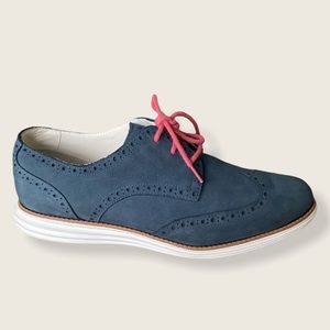 COLE HAAN| Lunarlon Blue Seude Wingtip *like NEW